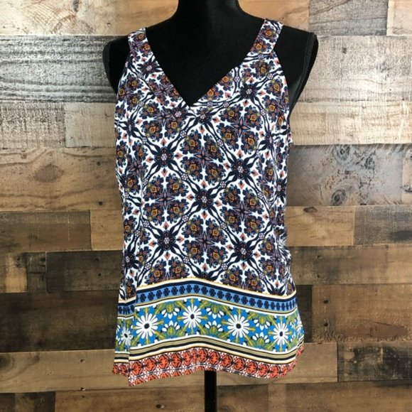 Skies Are Blue Top Sleeveless Floral Print Size Medium - Picture 2 of 8